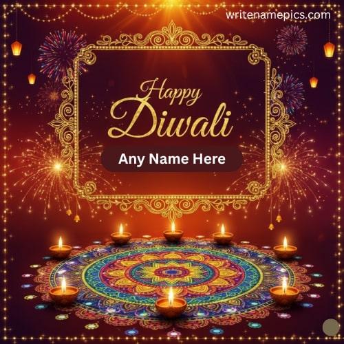 Happy Diwali Wishes Card with Name Free Online Editor